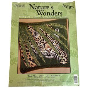 1995 Candamar Design Natures Wonder Jaguar Pillow Needlepoint Kit Richard Sloan